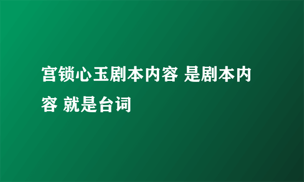 宫锁心玉剧本内容 是剧本内容 就是台词