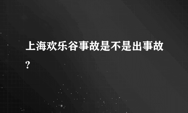 上海欢乐谷事故是不是出事故?