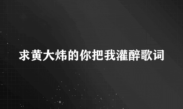 求黄大炜的你把我灌醉歌词