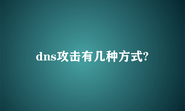 dns攻击有几种方式?
