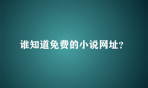 谁知道免费的小说网址？