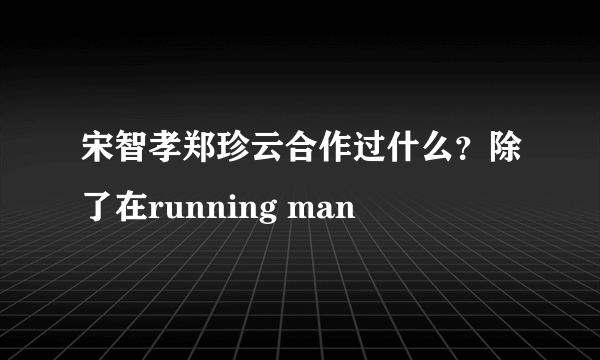 宋智孝郑珍云合作过什么？除了在running man