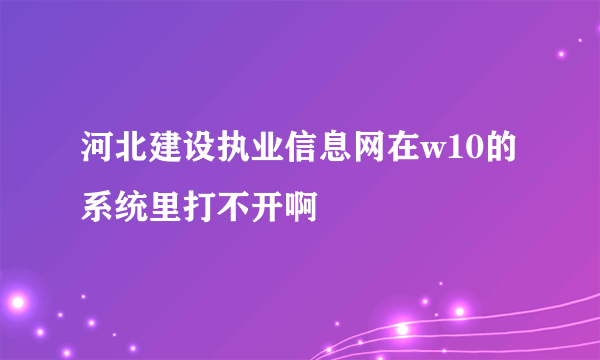 河北建设执业信息网在w10的系统里打不开啊