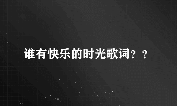 谁有快乐的时光歌词？？