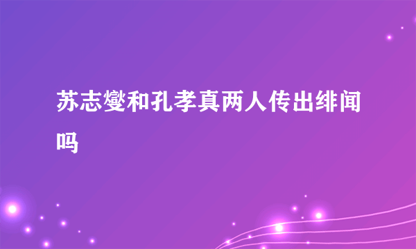 苏志燮和孔孝真两人传出绯闻吗
