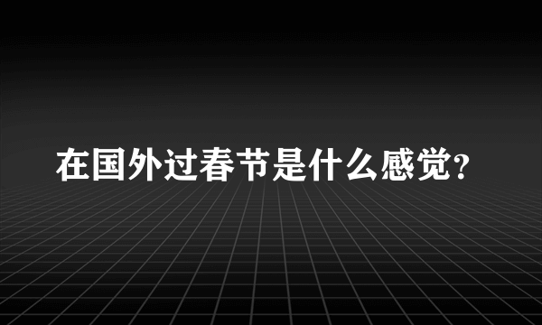 在国外过春节是什么感觉？