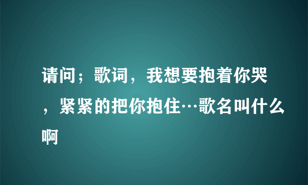 请问；歌词，我想要抱着你哭，紧紧的把你抱住…歌名叫什么啊