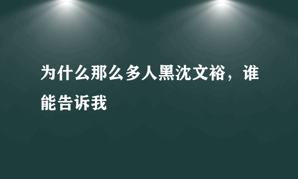 为什么那么多人黑沈文裕，谁能告诉我