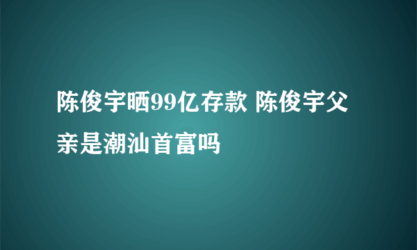 陈俊宇晒99亿存款 陈俊宇父亲是潮汕首富吗