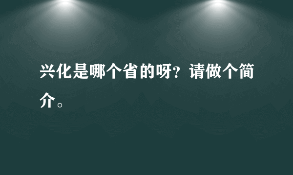 兴化是哪个省的呀？请做个简介。