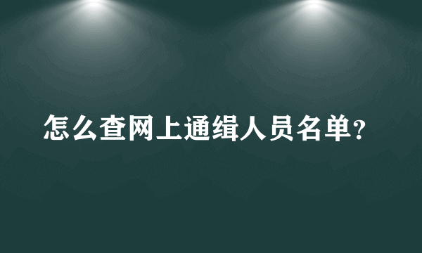 怎么查网上通缉人员名单？