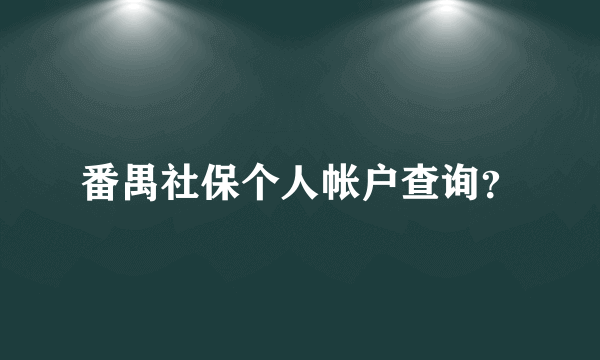 番禺社保个人帐户查询？