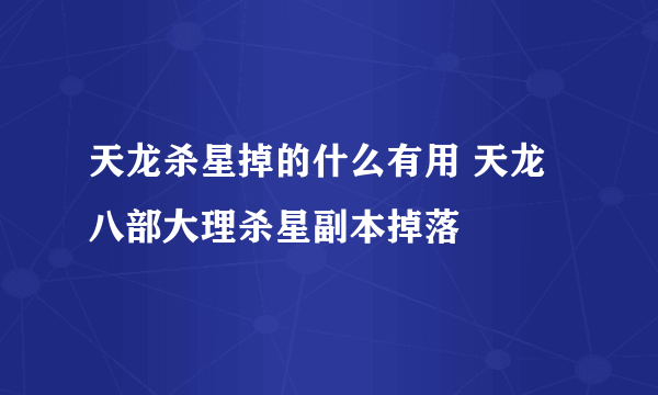 天龙杀星掉的什么有用 天龙八部大理杀星副本掉落