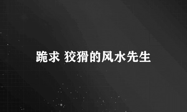 跪求 狡猾的风水先生