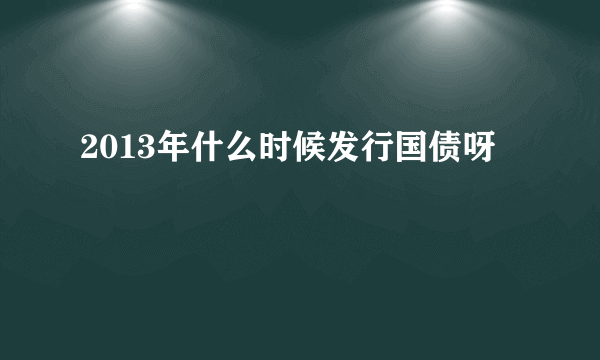 2013年什么时候发行国债呀