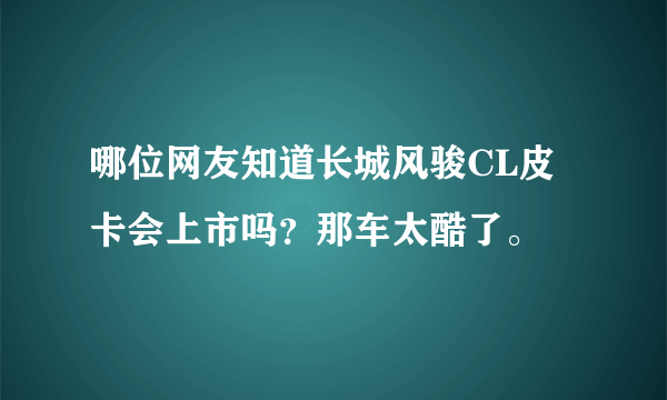哪位网友知道长城风骏CL皮卡会上市吗？那车太酷了。