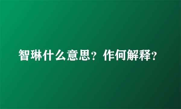 智琳什么意思？作何解释？