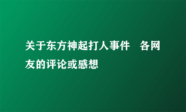 关于东方神起打人事件   各网友的评论或感想
