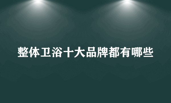 整体卫浴十大品牌都有哪些