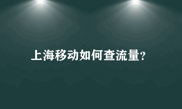 上海移动如何查流量？