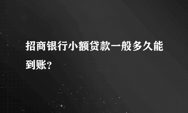 招商银行小额贷款一般多久能到账？
