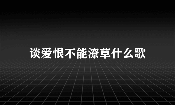 谈爱恨不能潦草什么歌