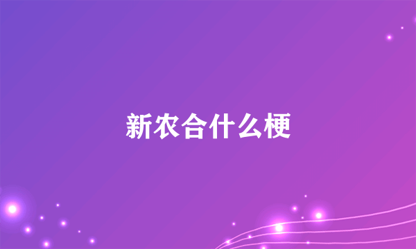 新农合什么梗