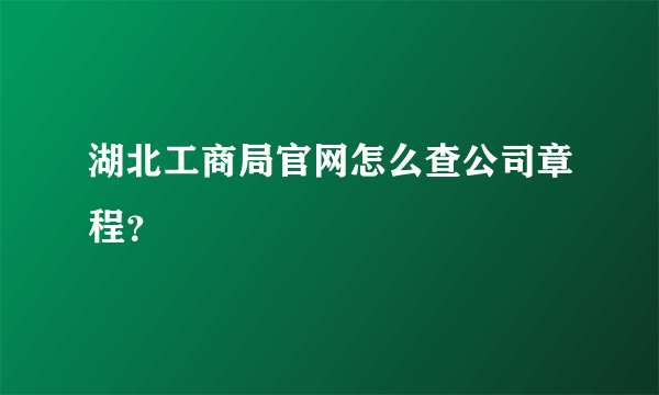 湖北工商局官网怎么查公司章程？