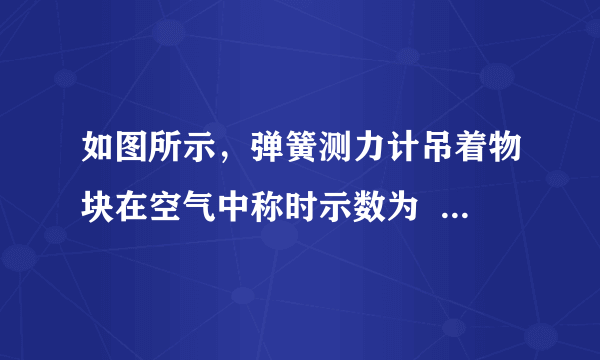 如图所示，弹簧测力计吊着物块在空气中称时示数为    N，当把物块总体积的12浸入水中称时示数为0.6N，则物体受到的浮力为    N，物块的密度为    kg/m3。当把物块总体积的45浸入水中称时弹簧测力计的示数为    N，物块排开水的质量为    kg。(g取10N/kg)