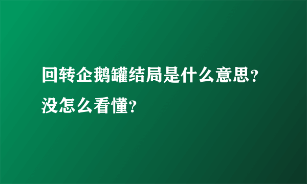 回转企鹅罐结局是什么意思？没怎么看懂？