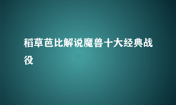 稻草芭比解说魔兽十大经典战役