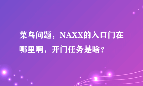 菜鸟问题，NAXX的入口门在哪里啊，开门任务是啥？