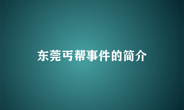 东莞丐帮事件的简介