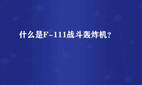 什么是F-111战斗轰炸机？