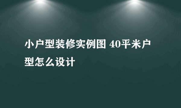 小户型装修实例图 40平米户型怎么设计