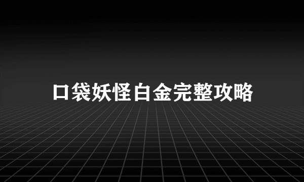 口袋妖怪白金完整攻略