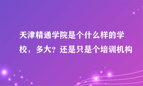 天津精通学院是个什么样的学校，多大？还是只是个培训机构