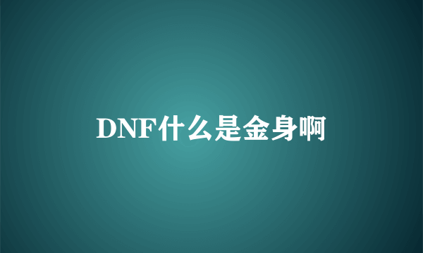 DNF什么是金身啊