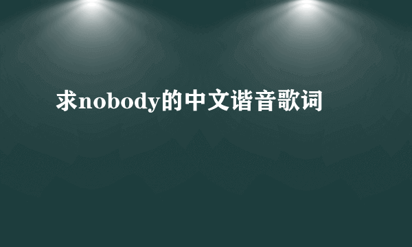 求nobody的中文谐音歌词