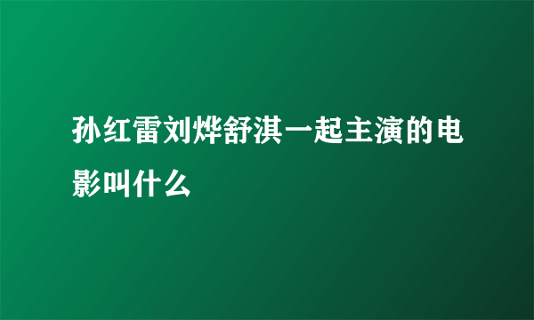 孙红雷刘烨舒淇一起主演的电影叫什么