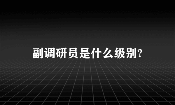 副调研员是什么级别?