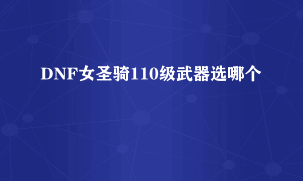 DNF女圣骑110级武器选哪个