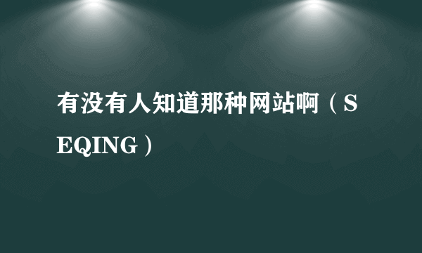有没有人知道那种网站啊（SEQING）