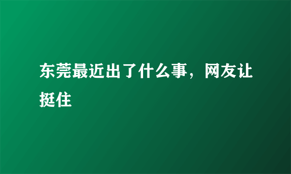 东莞最近出了什么事，网友让挺住