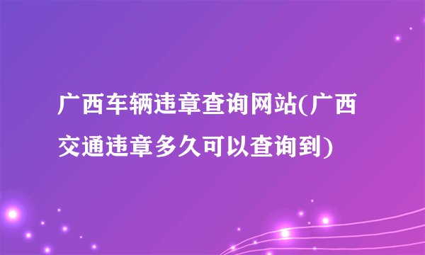 广西车辆违章查询网站(广西交通违章多久可以查询到)