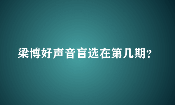 梁博好声音盲选在第几期？