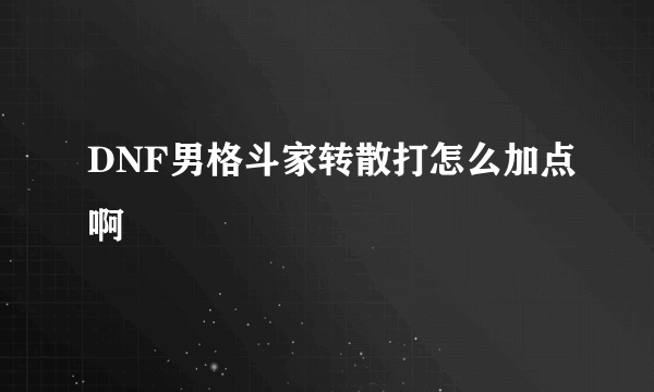 DNF男格斗家转散打怎么加点啊
