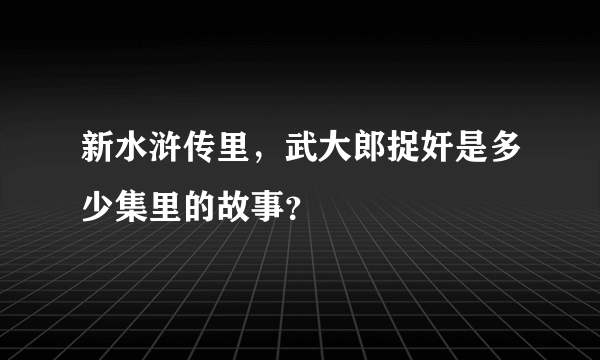 新水浒传里，武大郎捉奸是多少集里的故事？