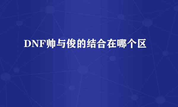 DNF帅与俊的结合在哪个区