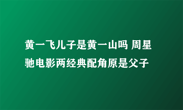 黄一飞儿子是黄一山吗 周星驰电影两经典配角原是父子